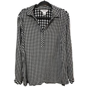Workshop Republic Clothing shirt women 2X Black White plaid Gingham button up